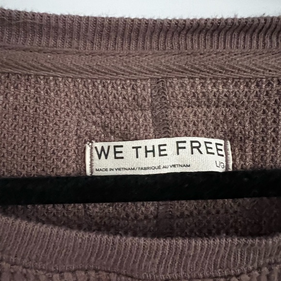 free people latte blues oversize thermal long sleeve top - Picture 4 of 4